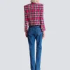 Cropped jacket in glitter plaid tweed