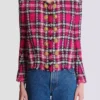 Cropped jacket in glitter plaid tweed