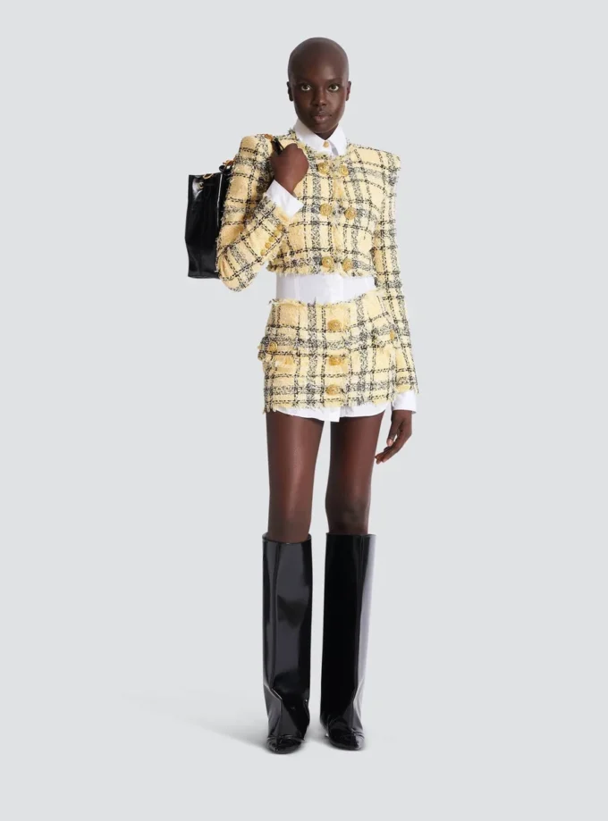Cropped jacket in glitter tweed