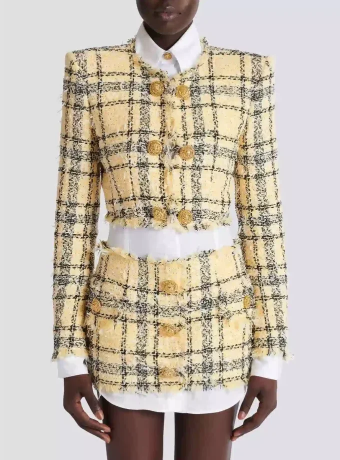 Cropped jacket in glitter tweed