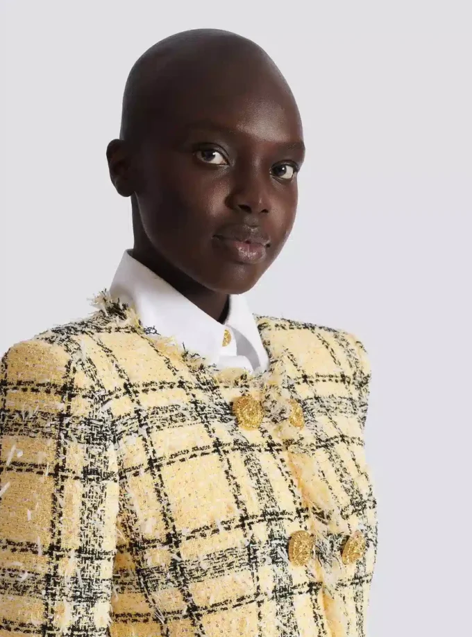 Cropped jacket in glitter tweed