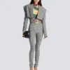 Cropped jacket in Prince of Wales jacquard