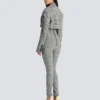 Cropped jacket in Prince of Wales jacquard