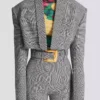 Cropped jacket in Prince of Wales jacquard