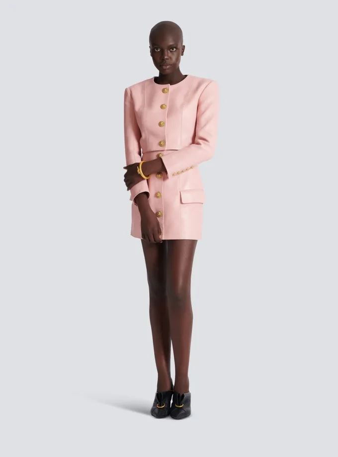 Cropped lambskin jacket