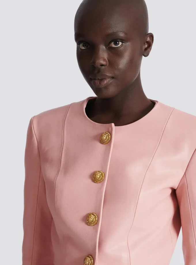 Cropped lambskin jacket