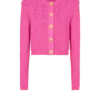 Cropped monogrammed knit cardigan