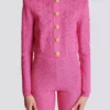 Cropped monogrammed knit cardigan