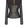 Cropped peplum lambskin jacket