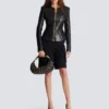 Cropped peplum lambskin jacket