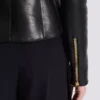 Cropped peplum lambskin jacket