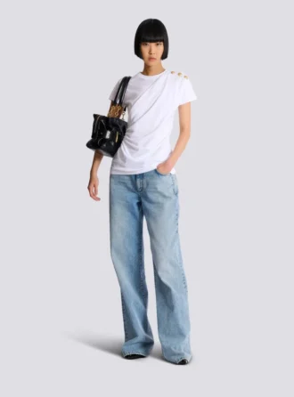 Draped T-shirt with buttons