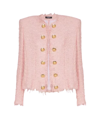 Edge-to-edge sequin tweed jacket