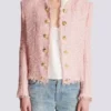 Edge-to-edge sequin tweed jacket