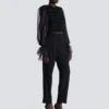 Edge-to-edge tweed and chiffon jacket