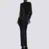 Edge-to-edge tweed and chiffon jacket