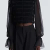 Edge-to-edge tweed and chiffon jacket