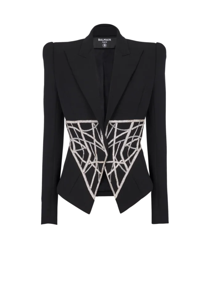 Embroidered slim-fit grain de poudre jacket