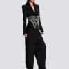 Embroidered slim-fit grain de poudre jacket