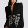 Embroidered slim-fit grain de poudre jacket