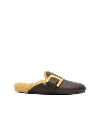 Faux fur-lined mules