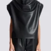 Faux leather draped top