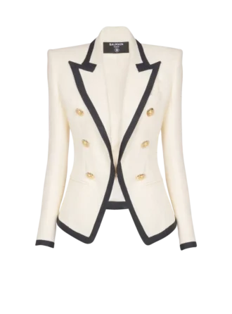 Fitted two-tone basketweave jacket