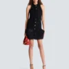 Flowing lace and feather dress