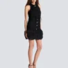 Flowing lace and feather dress