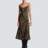 Flowing leopard print velvet dress