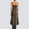 Flowing leopard print velvet dress