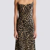 Flowing leopard print velvet dress