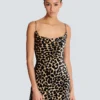 Flowing leopard print velvet dress