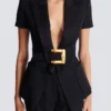 Grain de poudre jacket with belt detail