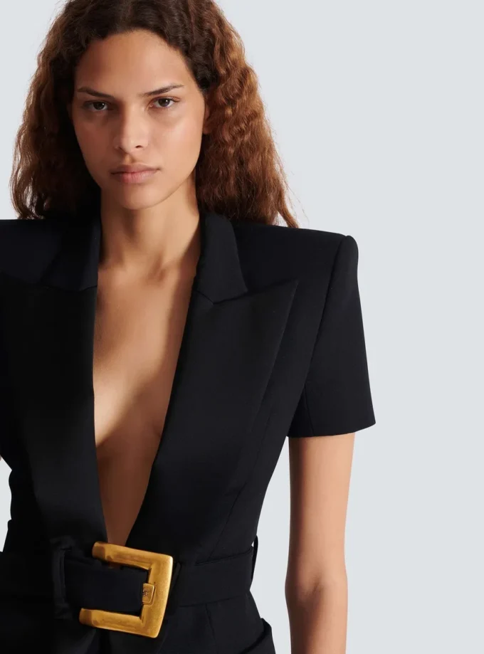 Grain de poudre jacket with belt detail