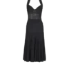 Halterneck pleated knit midi dress