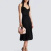 Halterneck pleated knit midi dress