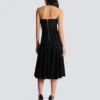 Halterneck pleated knit midi dress