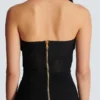 Halterneck pleated knit midi dress