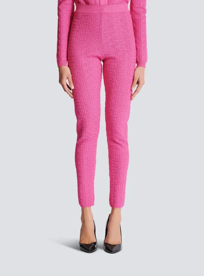 Knit leggings with monogram