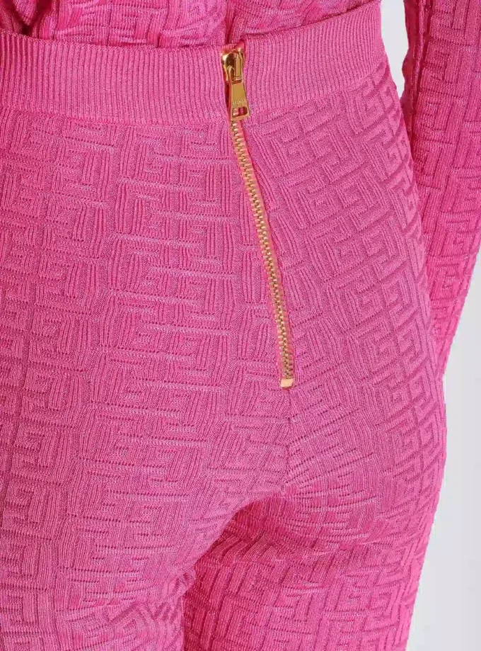 Knit leggings with monogram
