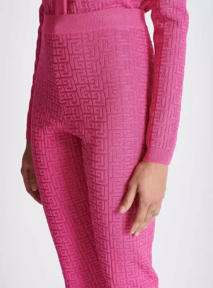 Knit leggings with monogram
