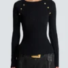 Knit top with buttons