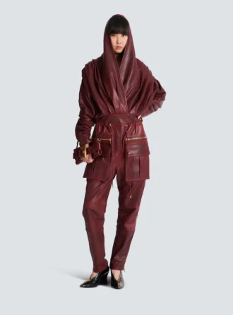 Lambskin leather cargo pants