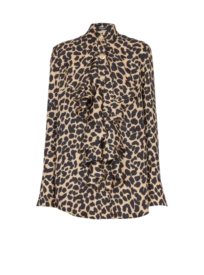 Leopard print ruffled shirt