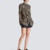 Leopard print ruffled shirt