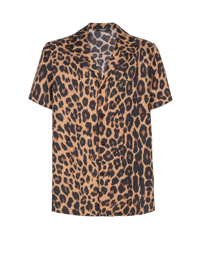 Leopard print silk pyjama shirt