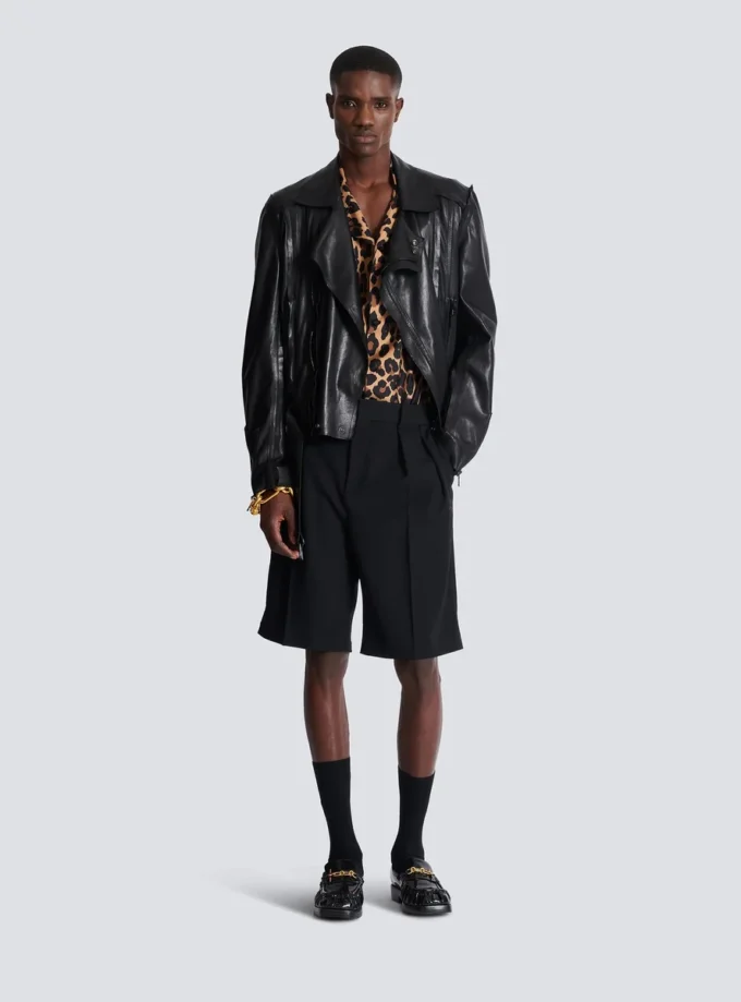 Leopard print silk pyjama shirt