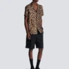 Leopard print silk pyjama shirt