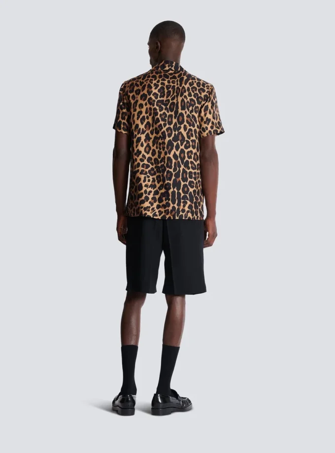 Leopard print silk pyjama shirt